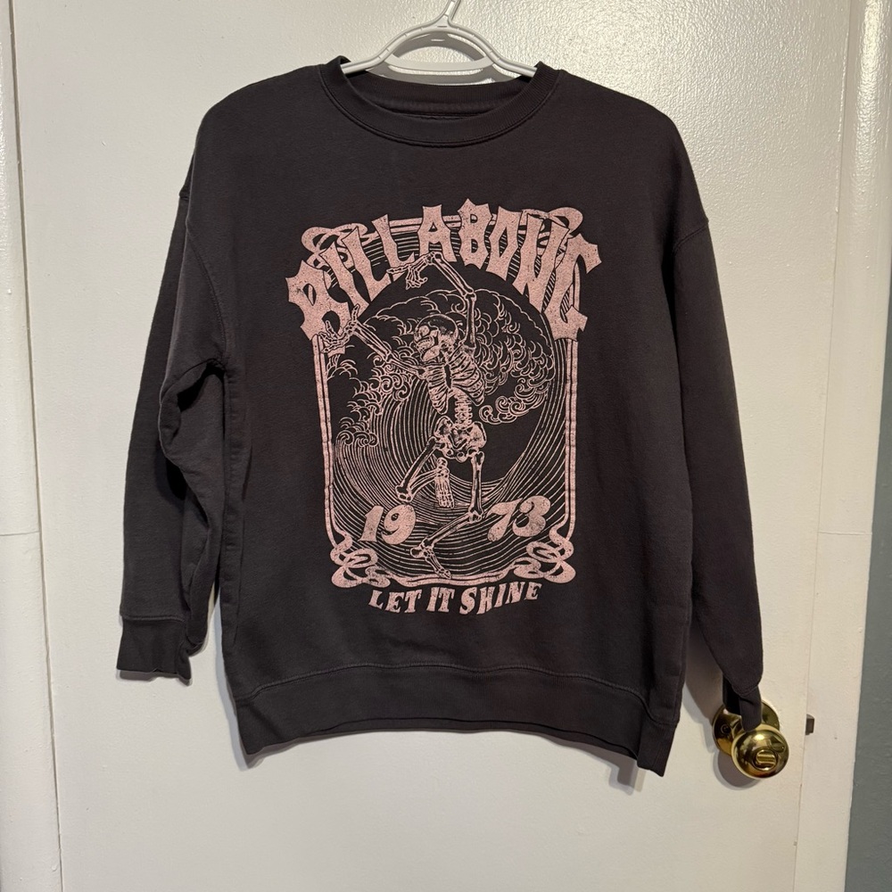 Billabong Black Crewneck Sweatshirt with Pink Graphic